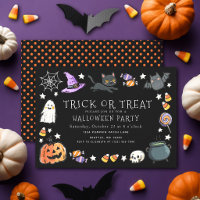 Black Trick or Treat Kids Crayon Halloween Party 