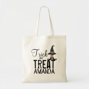Black trick or treat typography Whimsy Witch  Tote Bag