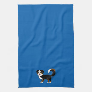 Black Tricolor Australian Shepherd Dog Tea Towel