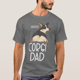 Black Tricolor Corgi Dad Owner Proud Corgi Dad T-Shirt