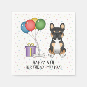 Black Tricolor French Bulldog Cute Dog Birthday Napkin