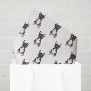 Black Tricolor French Bulldog Frenchie Dog Pattern Tissue Paper