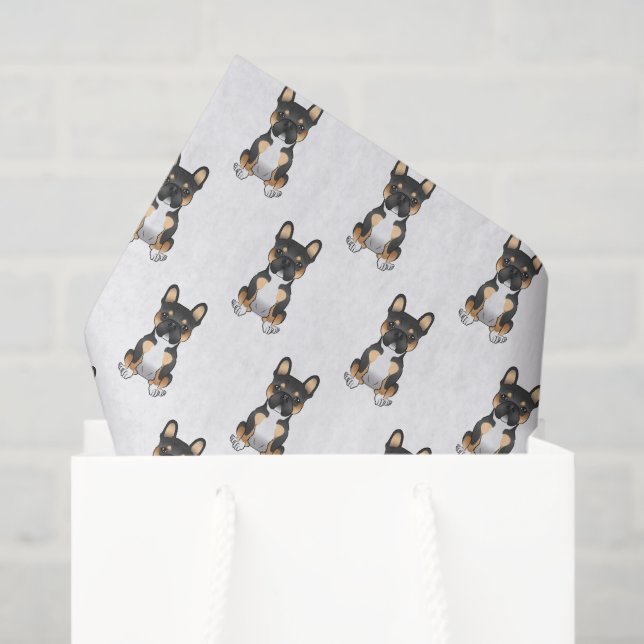 Black Tricolor French Bulldog Frenchie Dog Pattern Tissue Paper (Gift Bag)