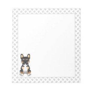 Black Tricolor French Bulldog Frenchie Dog & Paws Notepad