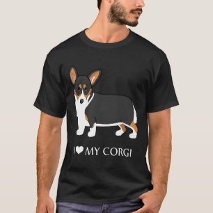 Black Tricolor I Love My Pembroke Corgi Dog T-Shirt