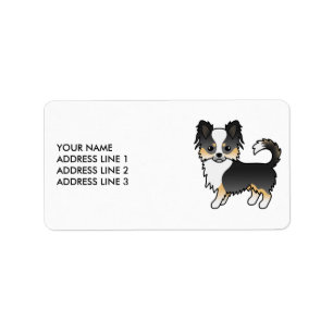 Black Tricolor Long Coat Chihuahua Cute Dog Label