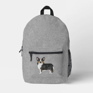 Black Tricolor Pembroke Welsh Corgi Cute Dog Grey Printed Backpack