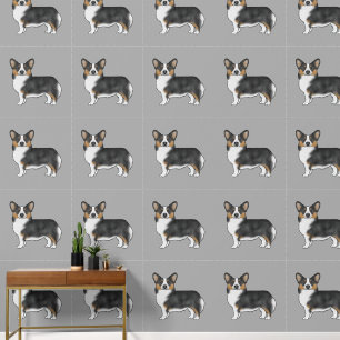 Black Tricolor Pembroke Welsh Corgi Dog Pattern Wallpaper