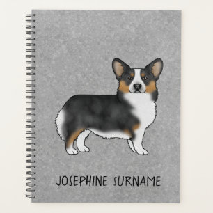 Black Tricolor Pembroke Welsh Corgi With Your Name Planner