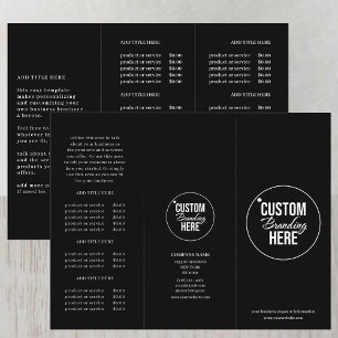 Black Trifold Minimalist Logo Price List Brochure