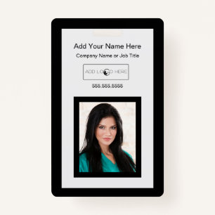 Black trim add photo logo identification badge ID badge