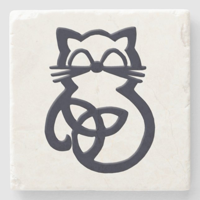 Black Trinity Knot Celtic Cat Coaster (Front)