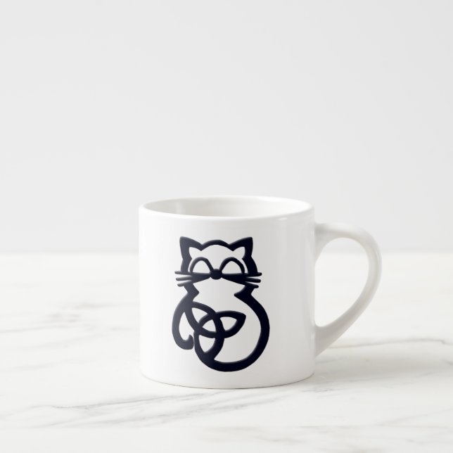 Black Trinity Knot Celtic Cat Espresso Mug (Right)