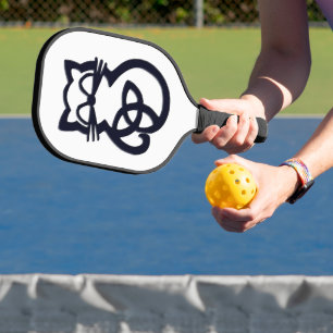 Black Trinity Knot Celtic Cat Pickleball Paddle
