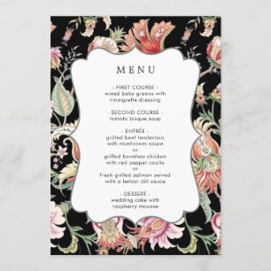 Black   Tropical Fantasy Boho Floral Wedding Menu