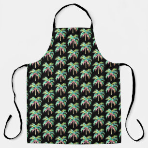 Black Tropical Island Palm All-Over Print Apron