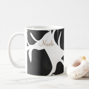Black Tropical Palm Leaves Summer Island Chic Coffee Mug