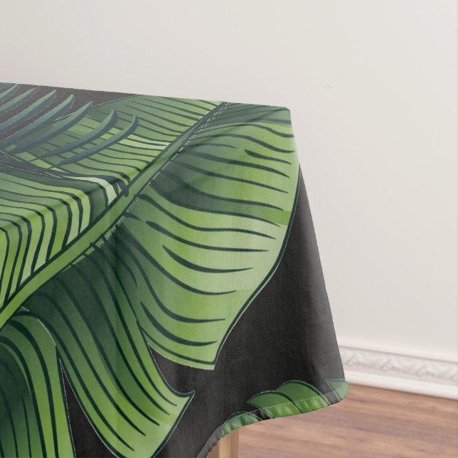 Black Tropical Pattern Tablecloth (In Situ)