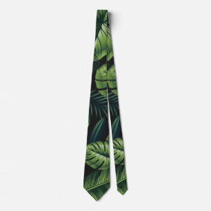 Black Tropical Pattern Tie