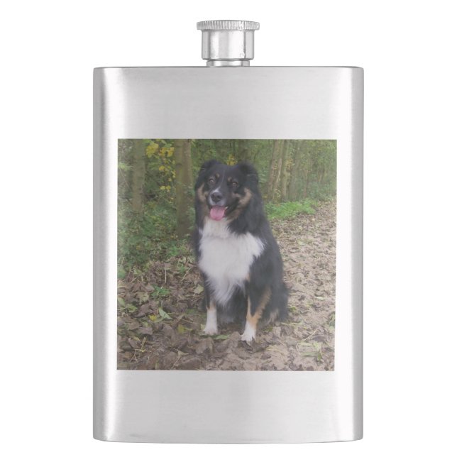 black tru aussie sitting hip flask (Front)