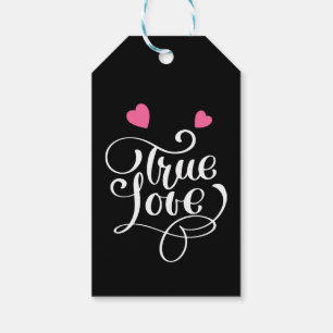 Black True Love Pink Hearts Wedding Bridal Shower Gift Tags