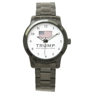 Black Trump watch with US flag Keep America Great