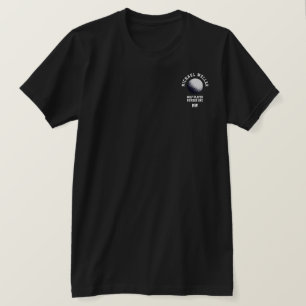 black tshirt with golfer name and golfball