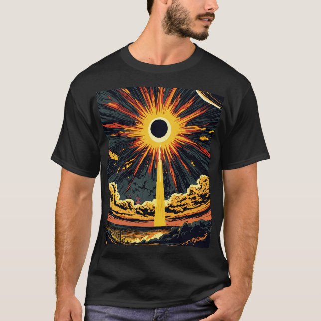 black tshirt with sun design (Front)