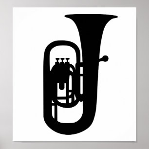 Black Tuba instrument Poster