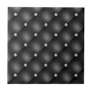 Black Tufted Small Square Decorative Pattern Tile