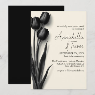 Black Tulips Gothic Floral Wedding Invitation