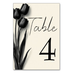 Black Tulips Gothic Floral Wedding Table Number