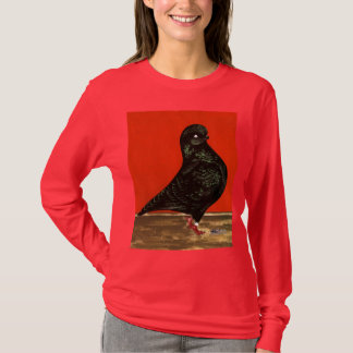 Black Tumbler Pigeon Watercolor T-Shirt