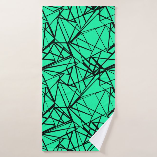 Black turquoise abstract bath towel (Bath Towel)