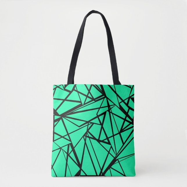 Black turquoise abstract tote bag (Front)