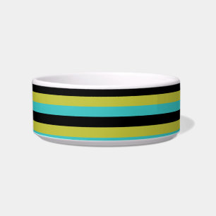 Black, Turquoise and Yellow Stripes. Bowl