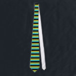Black, Turquoise and Yellow Stripes. Tie<br><div class="desc">Horizontal stripes in black, turquoise blue - green, and a greeny - yellow colour. Has a funky retro look. Simple striped design.</div>