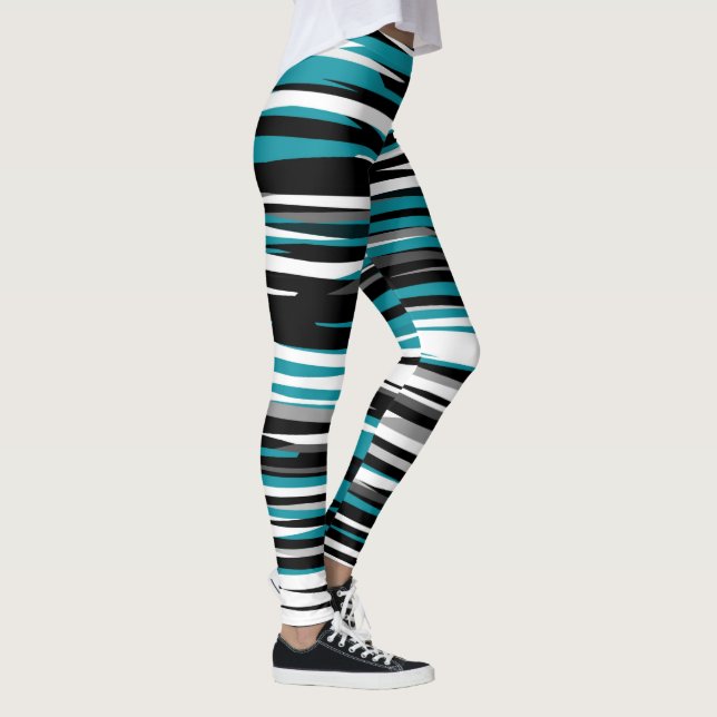 black turquoise grey  abstract leggings (Right)