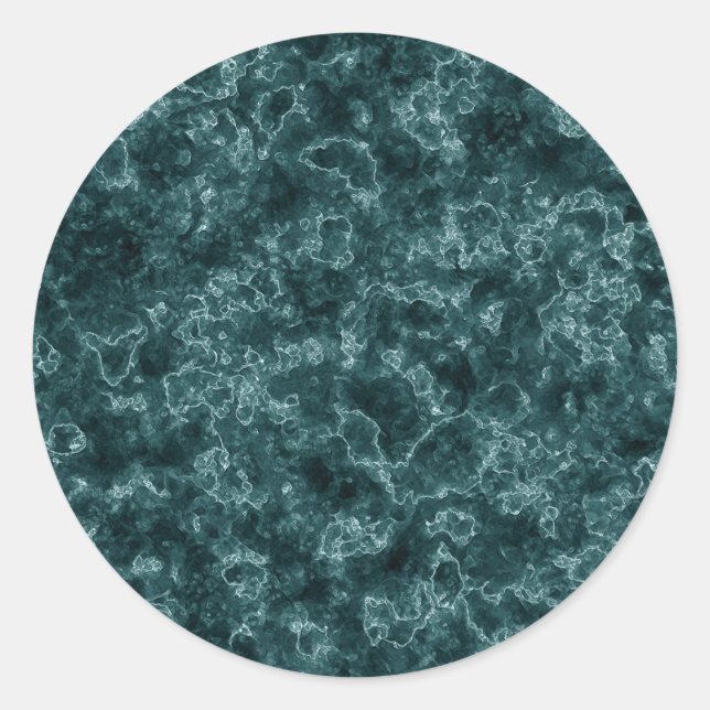 Black turquoise marble classic round sticker (Front)