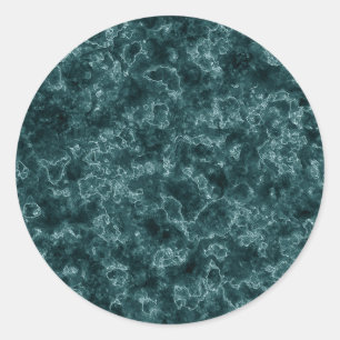 Black turquoise marble classic round sticker