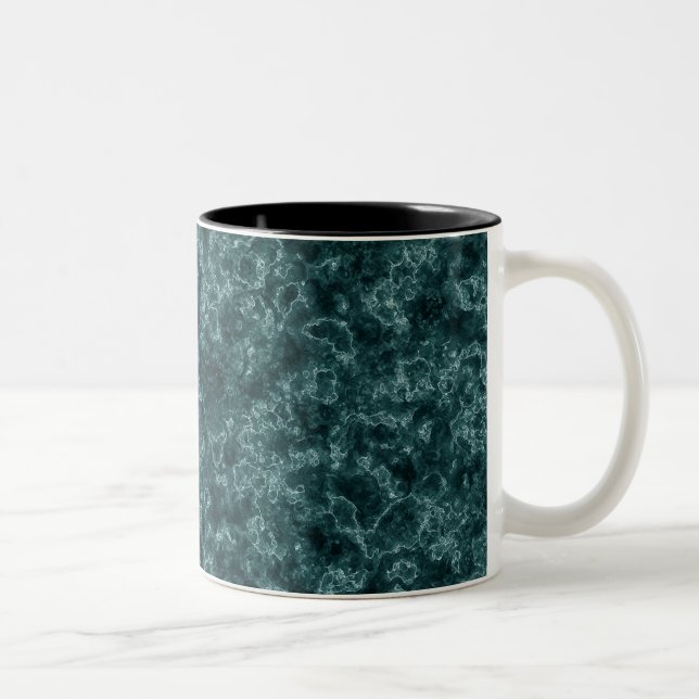 Black turquoise marble Two-Tone coffee mug (Right)