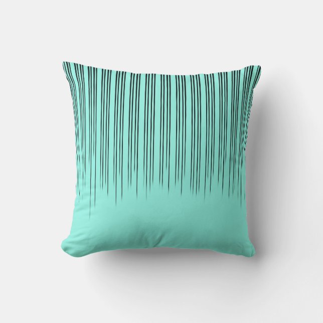 Black/Turquoise Stylish Stripe Pattern Cushion (Front)