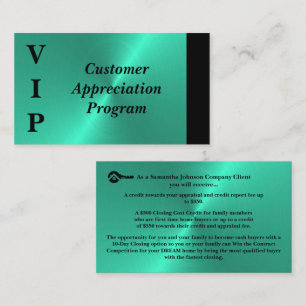 Black & Turquoise VIP Customer Appreciation  Business Card