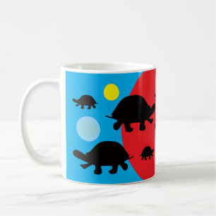 Black Turtles Colored Shapes Coffee Cup
