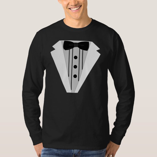Black Tuxedo Bow Tie Formal T-Shirt (Front)