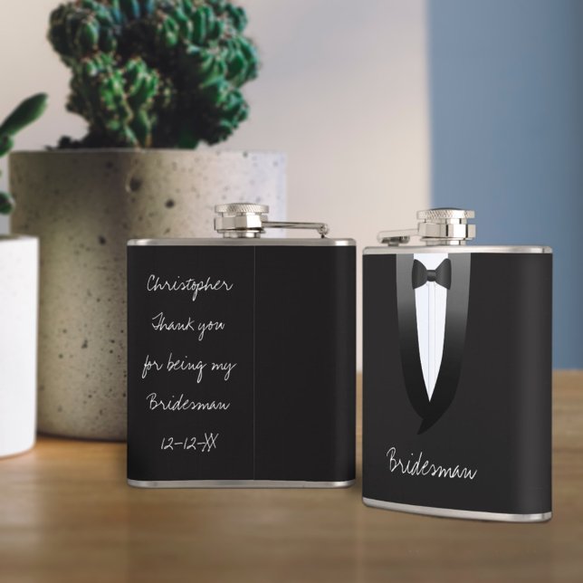 Black Tuxedo Bridesman Wedding Flask (Creator Uploaded)