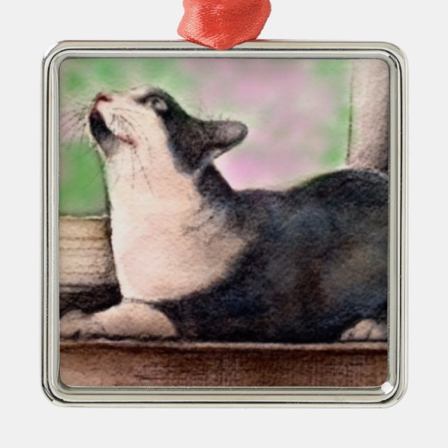 Black Tuxedo Cat ornament (Front)