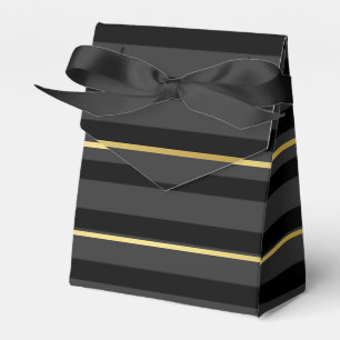 Black Tuxedo Charcoal Grey Wide Stripe Gold Formal Favour Box
