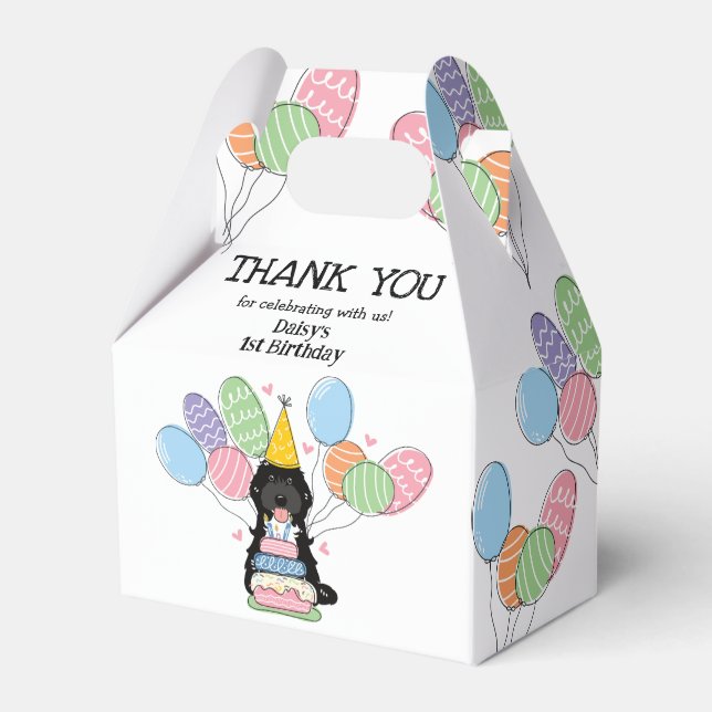 Black Tuxedo Cockapoo Cavapoo Birthday Thank You Favour Box (Front Side)