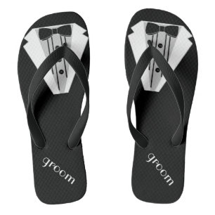 Black Tuxedo Flip Flop Grooms Beach Wedding Tux